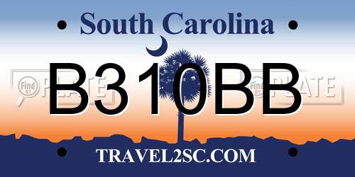 B310BB South Carolina License Plate