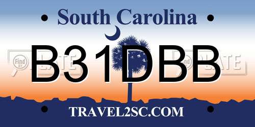 B31DBB South Carolina License Plate