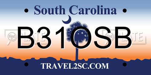 B31OSB South Carolina License Plate