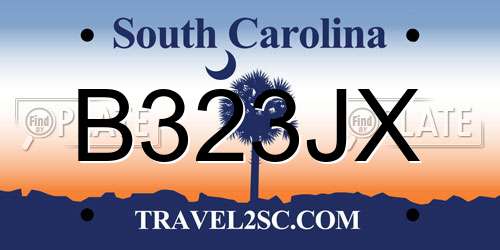 B323JX South Carolina License Plate