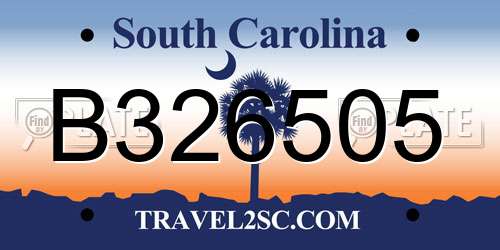 B326505 South Carolina License Plate