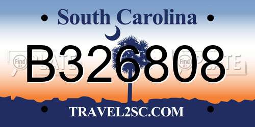 B326808 South Carolina License Plate