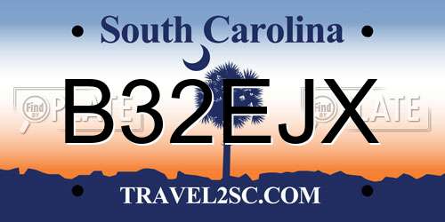 B32EJX South Carolina License Plate