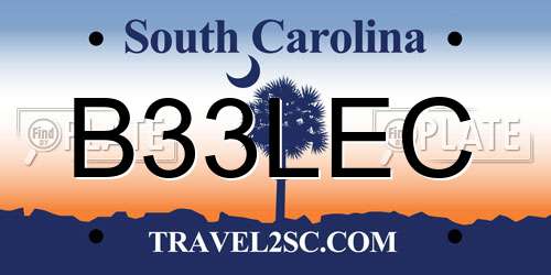 B33LEC South Carolina License Plate