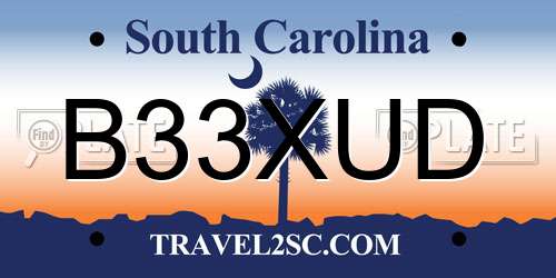 B33XUD South Carolina License Plate