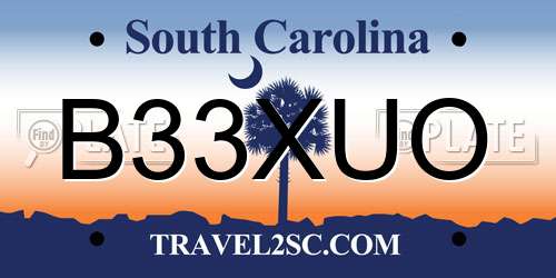 B33XUO South Carolina License Plate