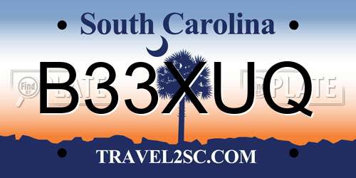 B33XUQ South Carolina License Plate
