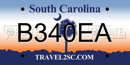 B340EA South Carolina License Plate
