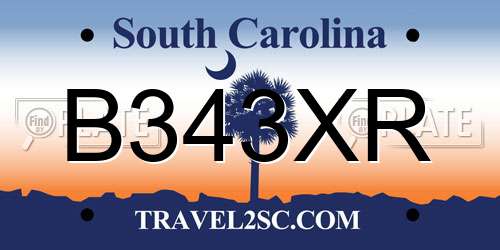 B343XR South Carolina License Plate