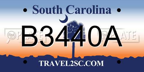 B3440A South Carolina License Plate