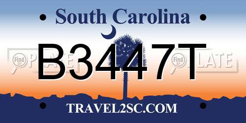 B3447T South Carolina License Plate