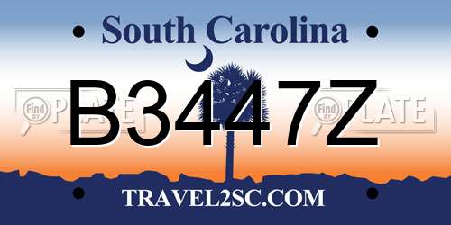 B3447Z South Carolina License Plate