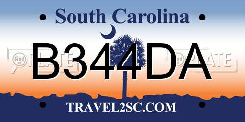 B344DA South Carolina License Plate