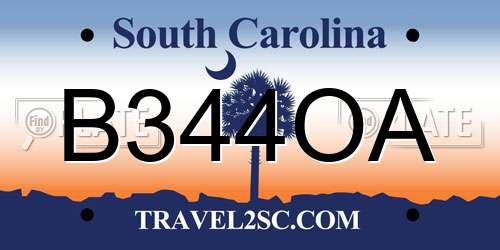 B344OA South Carolina License Plate