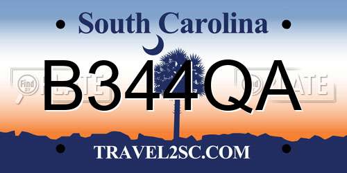 B344QA South Carolina License Plate