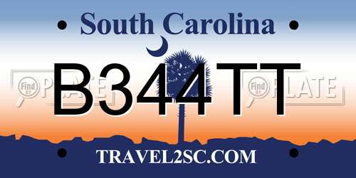 B344TT South Carolina License Plate