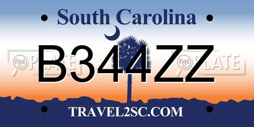 B344ZZ South Carolina License Plate