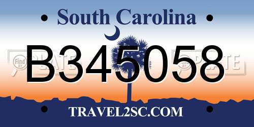 B345058 South Carolina License Plate