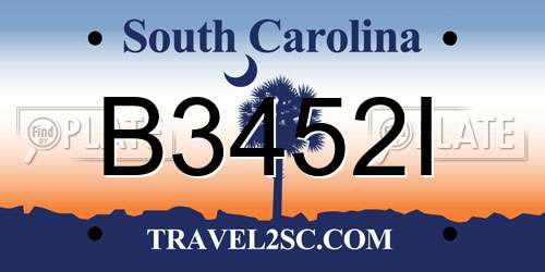 B3452I South Carolina License Plate