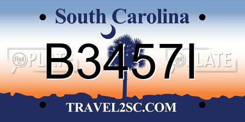 B3457I South Carolina License Plate