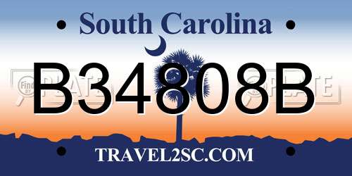B34808B South Carolina License Plate