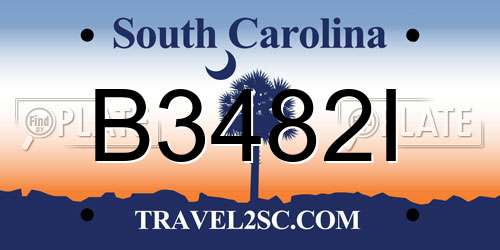 B3482I South Carolina License Plate