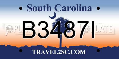 B3487I South Carolina License Plate
