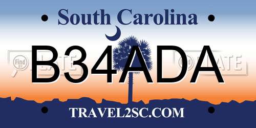 B34ADA South Carolina License Plate