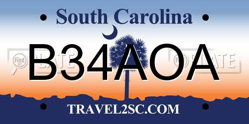 B34AOA South Carolina License Plate