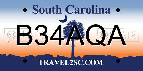 B34AQA South Carolina License Plate