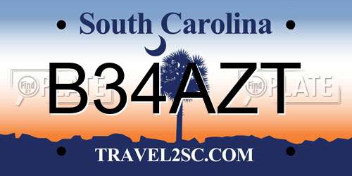 B34AZT South Carolina License Plate