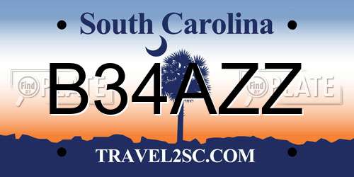 B34AZZ South Carolina License Plate