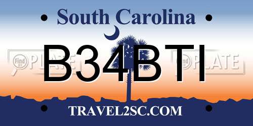 B34BTI South Carolina License Plate
