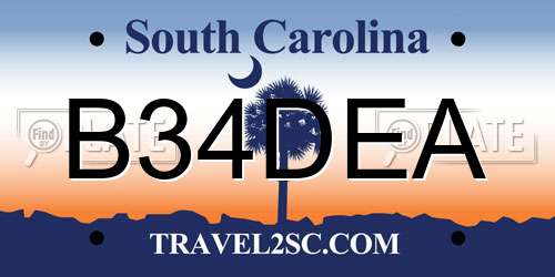 B34DEA South Carolina License Plate