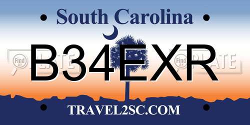 B34EXR South Carolina License Plate