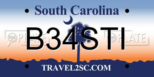 B34STI South Carolina License Plate