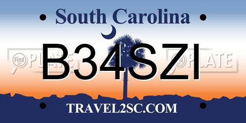 B34SZI South Carolina License Plate