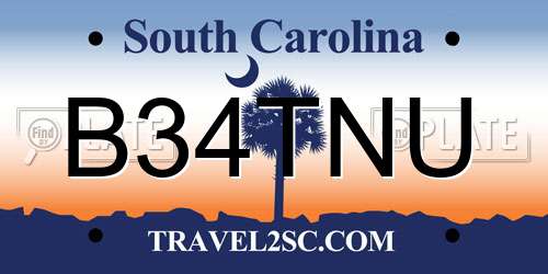 B34TNU South Carolina License Plate