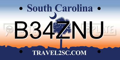 B34ZNU South Carolina License Plate