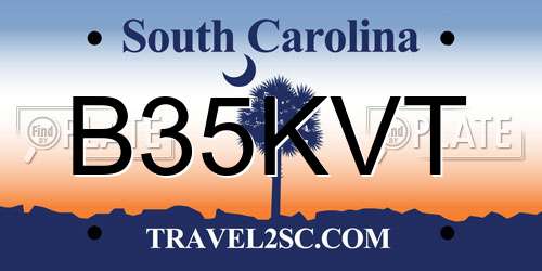 B35KVT South Carolina License Plate