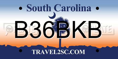 B36BKB South Carolina License Plate