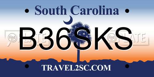 B36SKS South Carolina License Plate