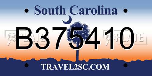 B375410 South Carolina License Plate