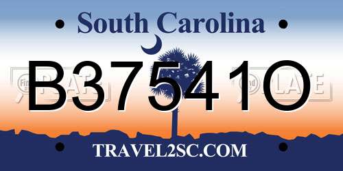 B37541O South Carolina License Plate