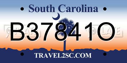 B37841O South Carolina License Plate