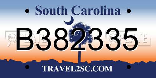 B382335 South Carolina License Plate