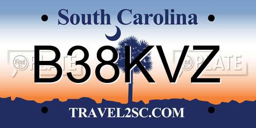 B38KVZ South Carolina License Plate