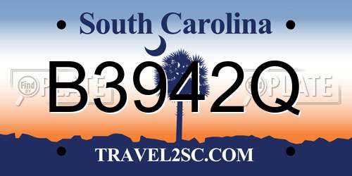 B3942Q South Carolina License Plate