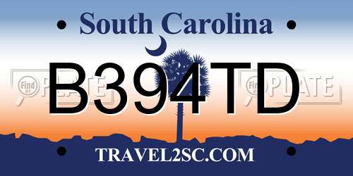 B394TD South Carolina License Plate