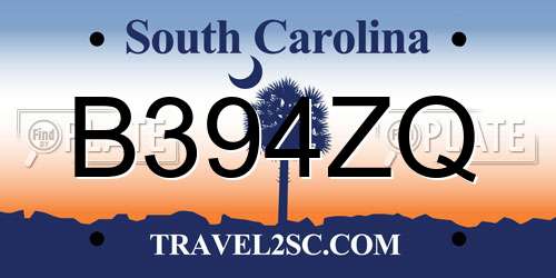 B394ZQ South Carolina License Plate